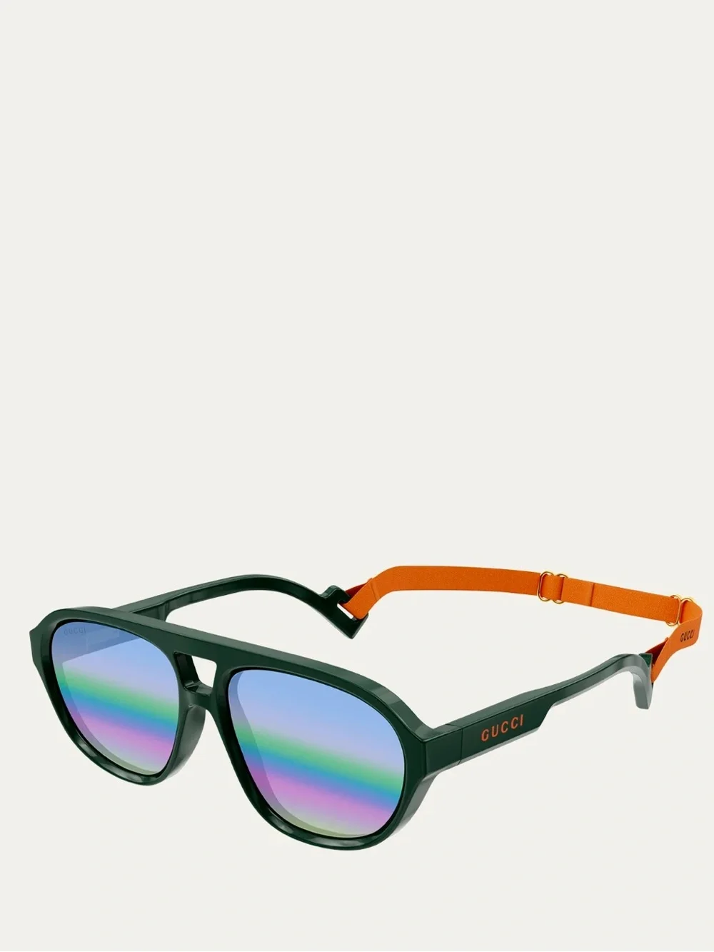 Gucci GG1239S Pilot Men's Sunglasses Green Reflective Lens 58-16-145 Like New